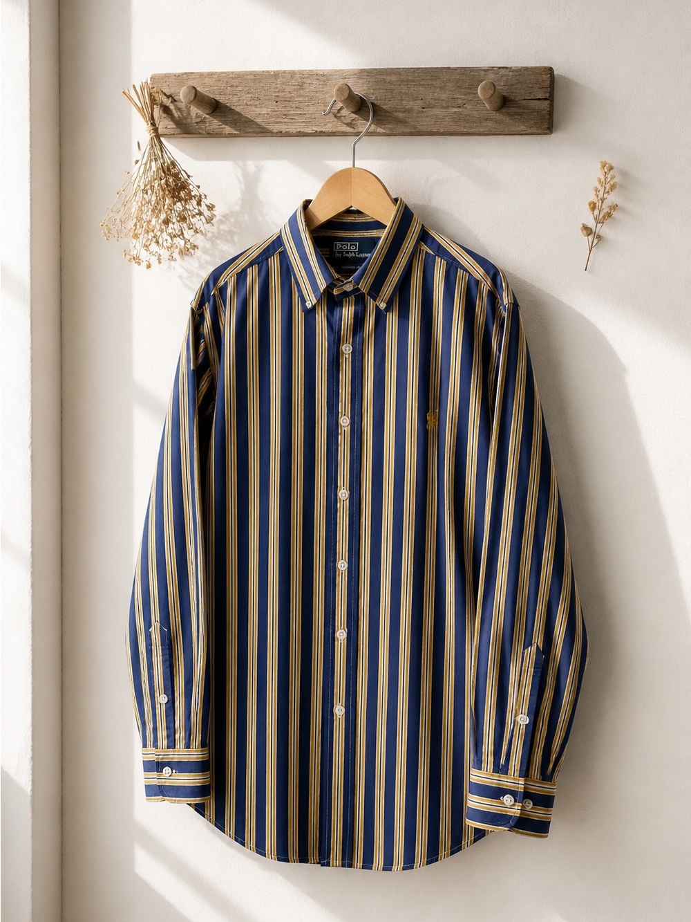 Polo by Ralph Lauren Navy and Gold Stripe Button-Down Shirt